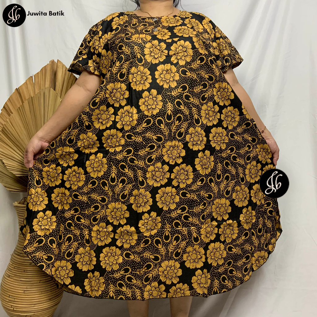 Juwita Batik - Daster Payung Jumbo LD 130 3XL Model Busui Kancing Dada Motif BTKLN Seri Warna Busui Friendly Terbaru