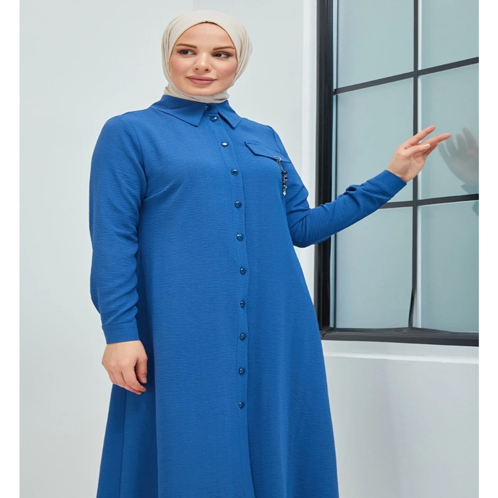 Kemeja Tunik Polos Elagant / Baju Atasan Polos Wanita Terbaru Kekinian Trend 2023 Long Tunik