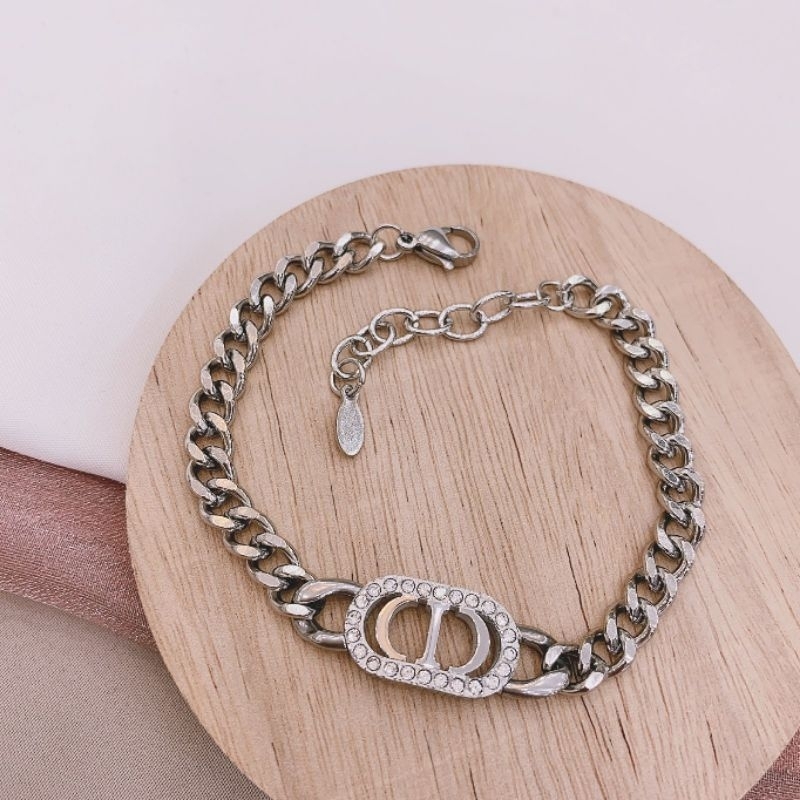 Gelang Titanium Asli Premium Quality Anti karat anti alergi Stainless steel branded band Silver G008