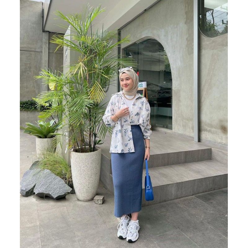 Rok Span Knit HORNET OOTD Korean style Remaja Rok Span Rajut terbaru Bahan tebal tidak nerawang Rok 