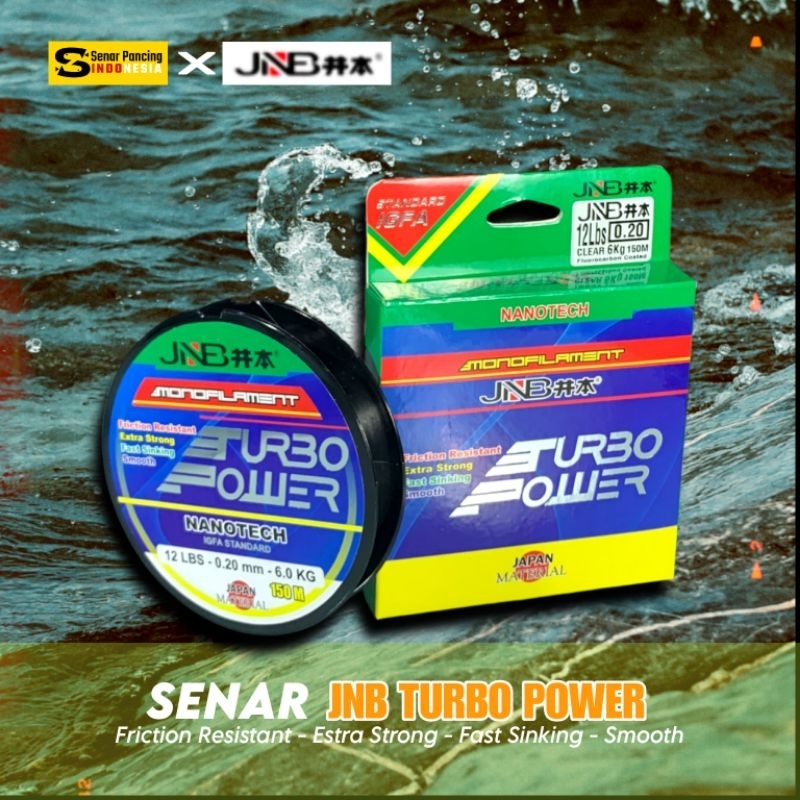 Senar Pancing JNB Turbo Power Nylon 150M - Senar Pancing Monofilament Seuper Kuat, Super Lentur