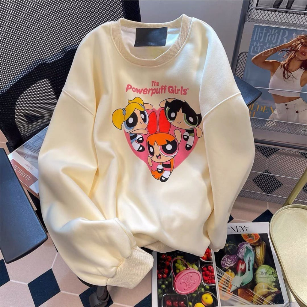 Powerpuff Girls Street Oblong Sweater - Crewneck wanita Terbaru