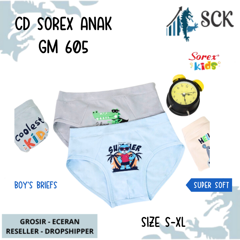 [ISI 3] CD Anak Laki-Laki SOREX GM 605 Model Celana Dalam / Celana Dalam Halus Ukuran M-XL / Pakaian Dalam Cowok - sckmenwear GROSIR