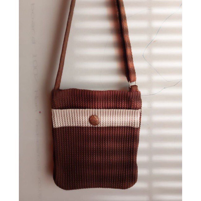 Tas wanita Rajut Selempang 2 kantong Sling waist Bag slempang bahu slingbag waistbag anak wanita cew