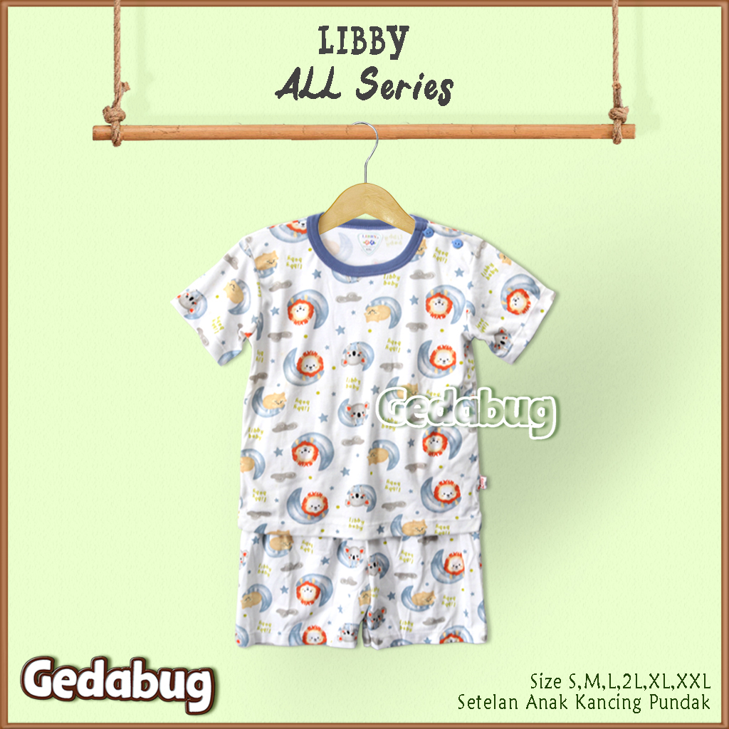 Setelan Anak Pendek Libby All Series | Setelan Kaos bermain anak Kancing Pundak | Gedabug