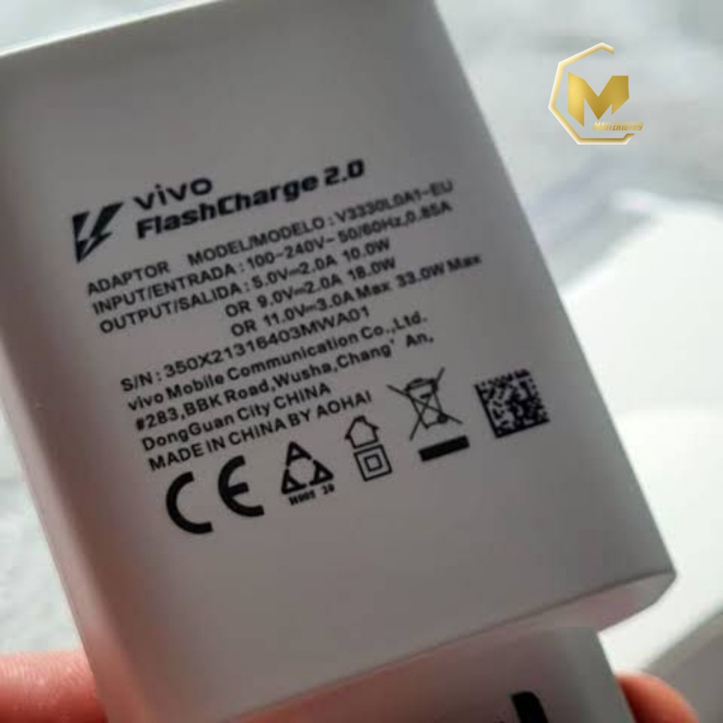 BATOK ADAPTER / KEPALA CHARGER VIVO 33WATT ORIGINAL 100% FAST CHARGER VIVO Y91 Y93 Y95 Y91C Y71 Y81 Y83 Y20 Y30 Y50 Y01 Y02 Y16 Y22 Y35 Y12 Y15 Y17 Y19 V11 V11PRO V15 V15PRO V19 V20 V21 V23 V25 V27 V27E Z1PRO S1PRO X30 X50 X60 PRO X70 PRO MA4458