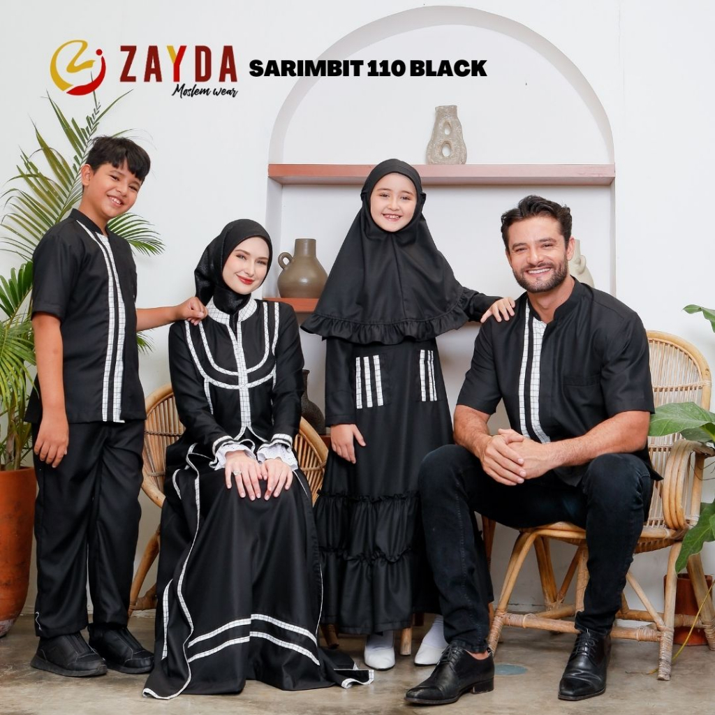 GAMIS DAN KOKO DEWASA Sarimbit Zayda 110 Black and White KEKINIAN ELEGANT MODIS TRENDY BEST SELLER