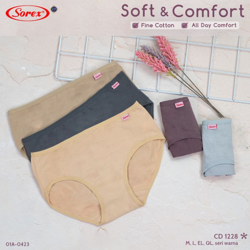 Celana Dalam Wanita Sorex 1228 Soft Comfort Katun Cutting Midi