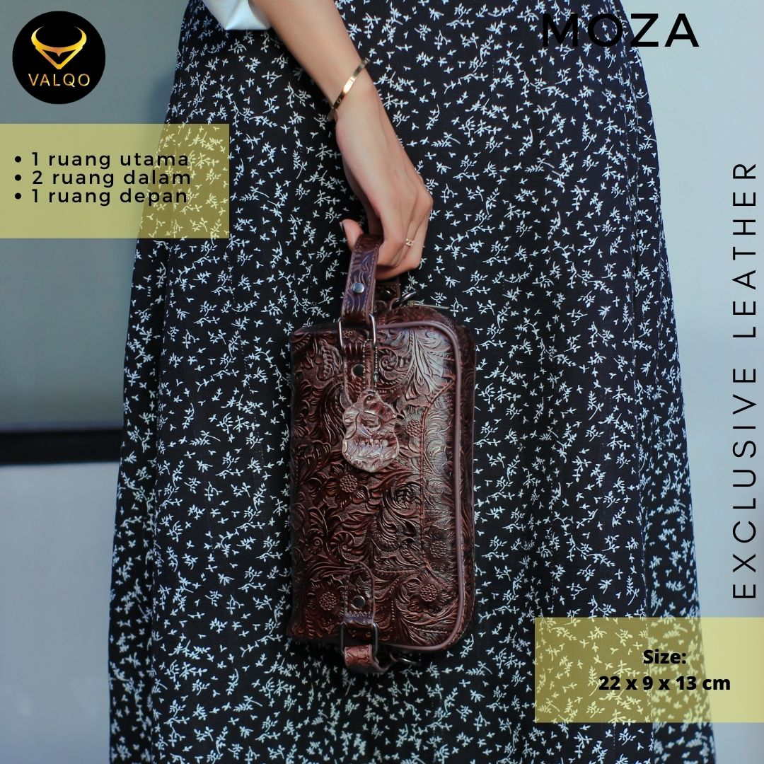 [VALQO] MOZA Batik Handbag Kulit Sapi Pouch Kulit Clutch Kulit Tas Tangan Kulit Pria Wanita