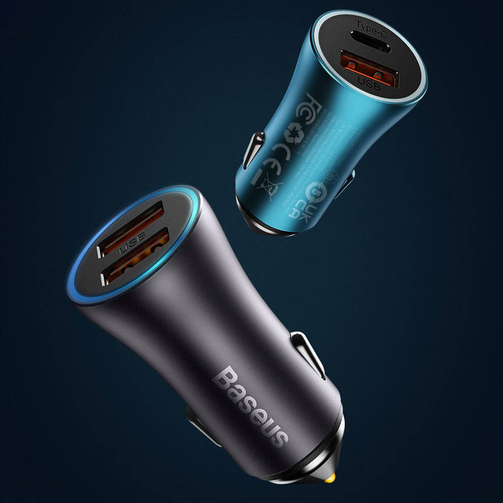 Baseus Max Car Charger Golden Contactor Max USB TYPE C 60W Dual Output