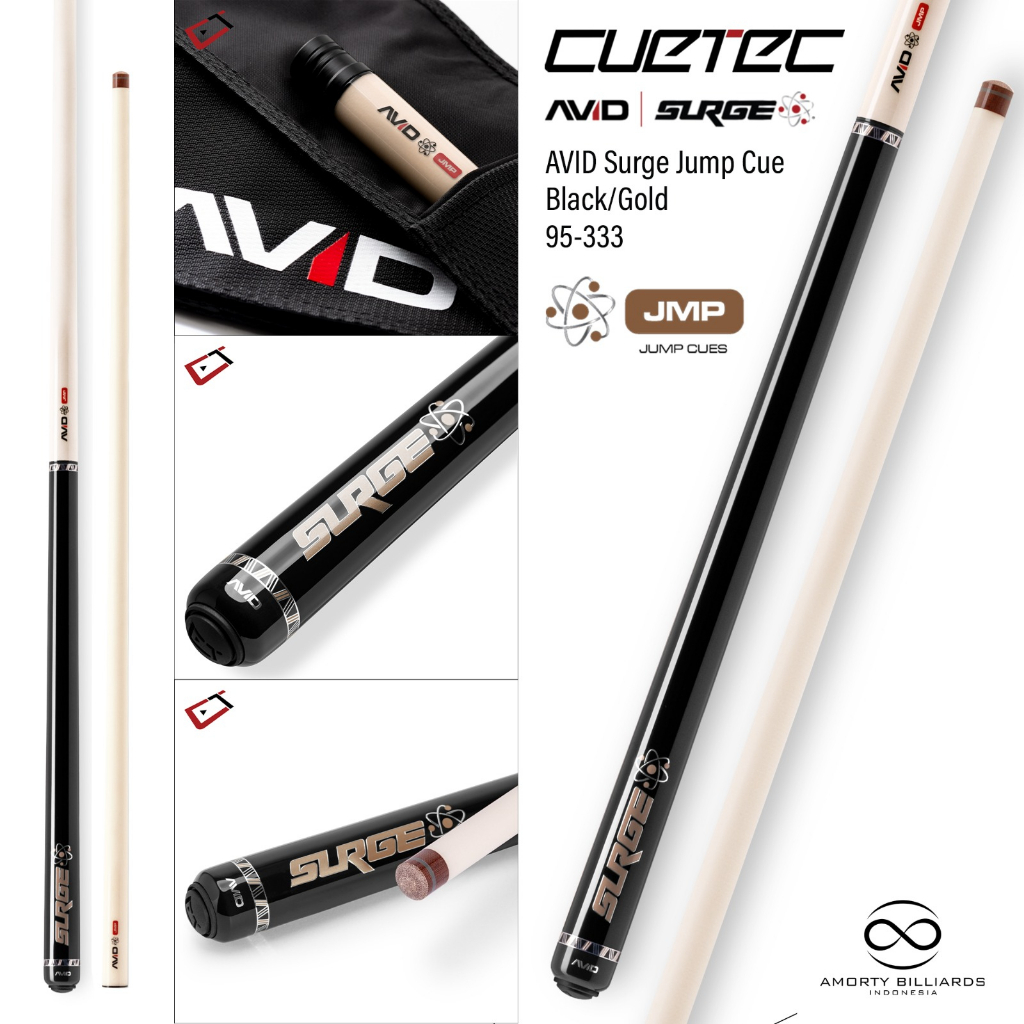 Cuetec Avid Surge Jump Cue Black - Gold / Stik Play Jump