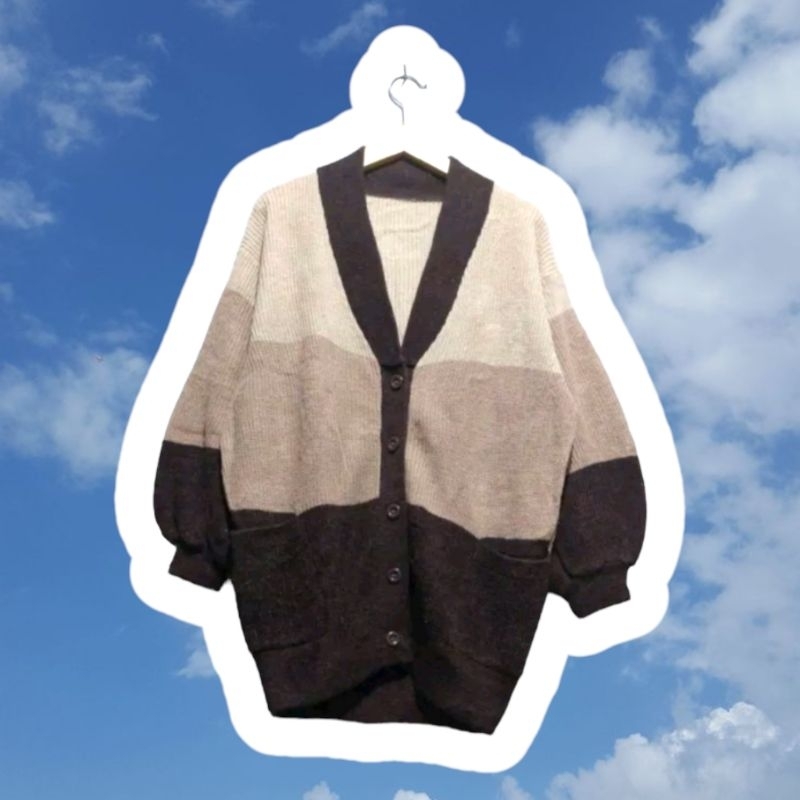CEK DESKRIPSI | Cardigan Super balon tiga warna Coklat Oversize |