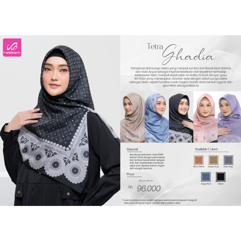 Kerudung Segi Empat Printing Tetra Ghadia | Kerudung Segi Empat Printing | Scarf | Kerudung Segi Emp