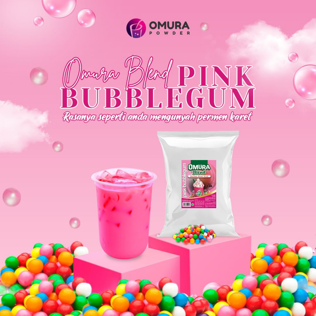 

BLEND Bubuk Minuman Premium Rasa Pink Bubble Gum / Permen Karet Mix Gula 1 Kg & 500 Gram Indonesia Powder