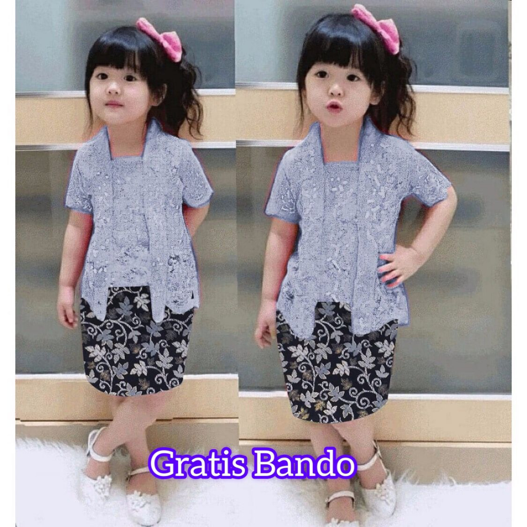 Kebaya Anak Perempuan Modern GRATIS BANDO Set Kebaya Anak TK SD Setelan Kebaya Kutubaru Anak Cewek B