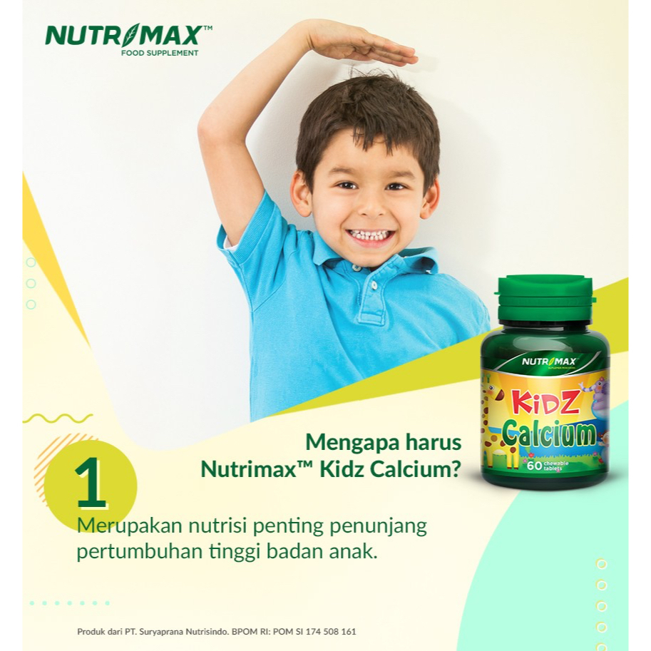 NUTRIMAX KIDZ CALCIUM 30 TABLET KUNYAH | Membantu Pembentukan Struktur Tulang &amp; Gigi yang Kuat