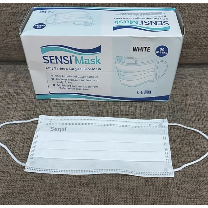 SS Masker SENSI 4ply Earloop Surgical Face Mask Masker Medis 4 ply izin kemenkes 50pc