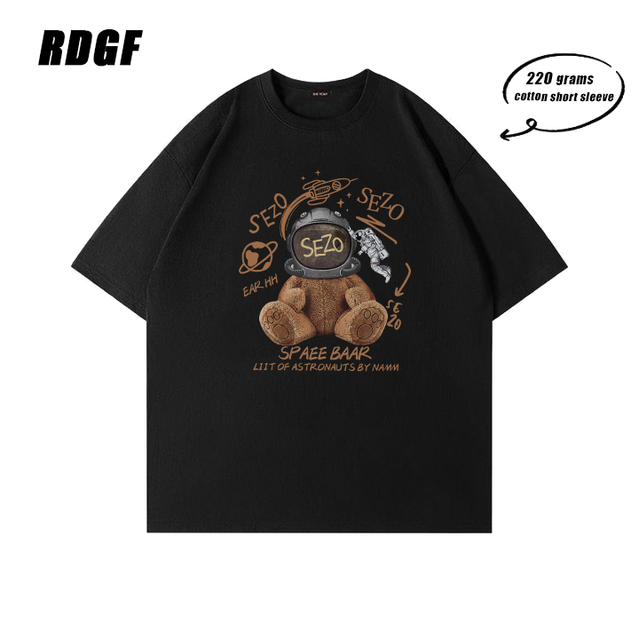 RDGF kaos hitam  kaos cotton kaos hitam pria sablon kaos kaos grafis boneka beruang kaos oversize PRIA &amp; WANITA (UNISEX)/A0148