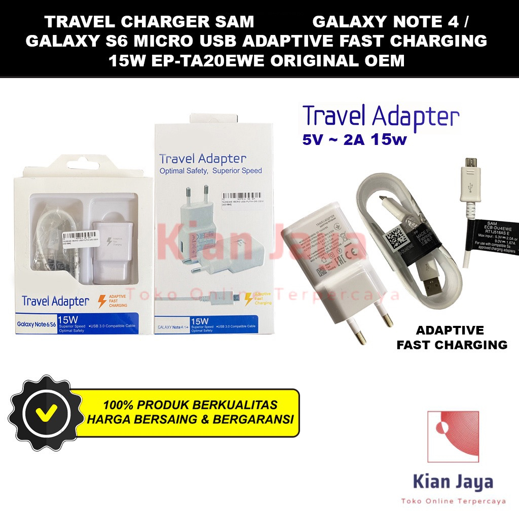 Travel Charger Casan Universal SM Galaxy J2 Prime J5 G530 Grandprime J3 Note 4 J510 J7 J710 J1 Mini J200G S6 S7 Output 2A Micro USB Travel Adaptor Support Adaptive Fast Charging Original OEM