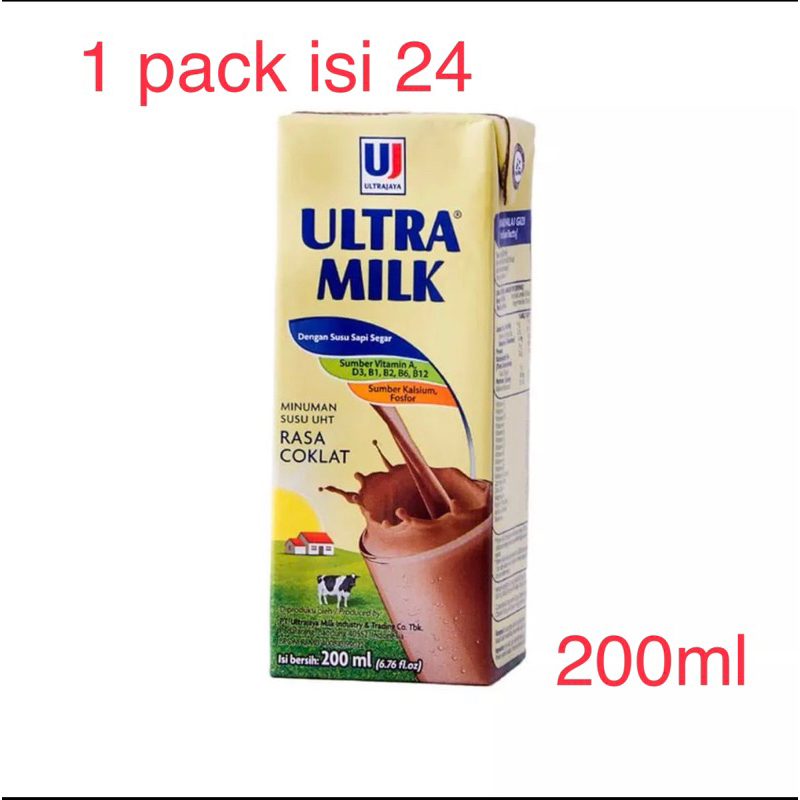 

Susu Ultra milk 200ml rasa coklat isi 24