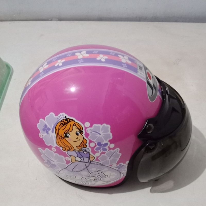Helm anak motif JPN jpn retro bogo anak jpn kids pink sofia
