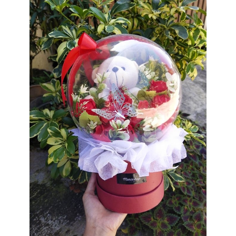 [READY STOK] Acrylic Bubble Bloom Box Boneka/ Buket Balon Abadi Anti Kempes/ Eternal Balloon Bloom B