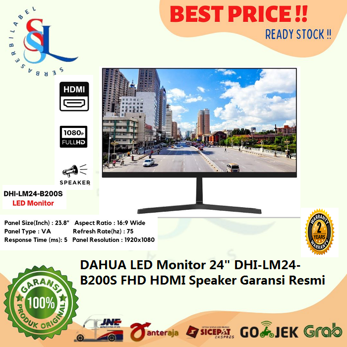 DAHUA LED Monitor 24" DHI-LM24-B200S FHD HDMI Speaker Garansi Resmi