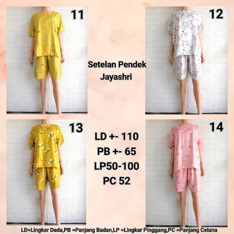 SETELAN PENDEK CELANA PENDEK JAYASHRI LD +- 110 RAYON PREMIUM ADEM BUSUI FRIENDLY