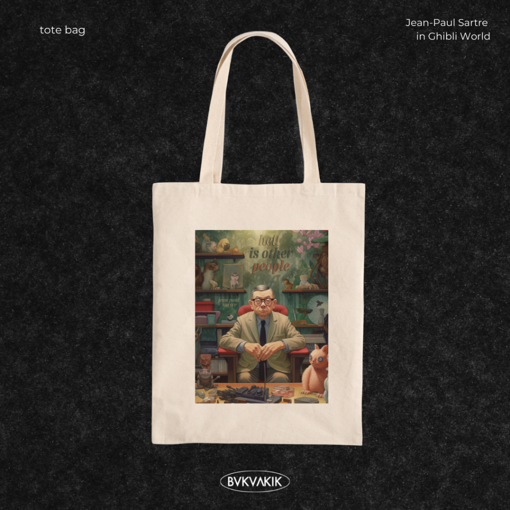 Tote Bag Jean-Paul Sartre in Ghibli World