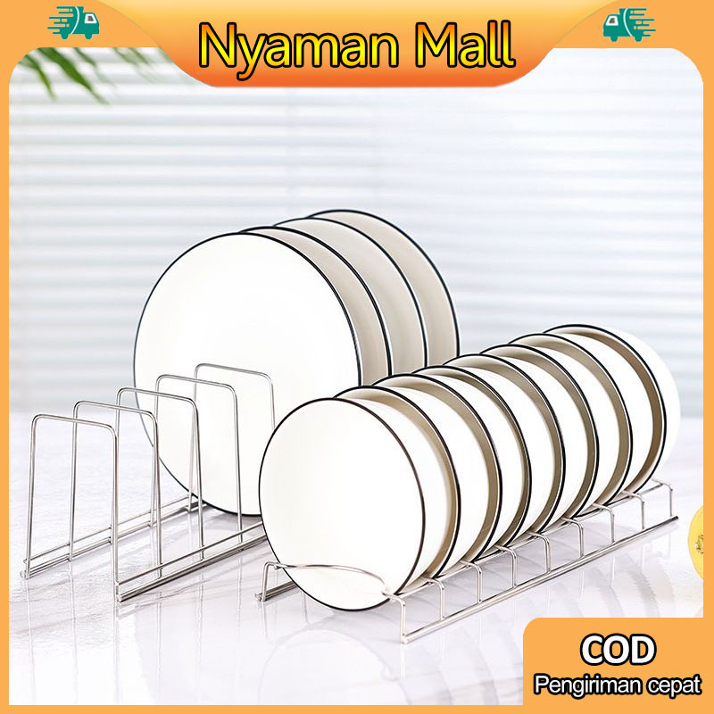Rak Piring Mangkuk Stainless Steel Tahan korosi Rak Pengeringan Piring Satu Lapis