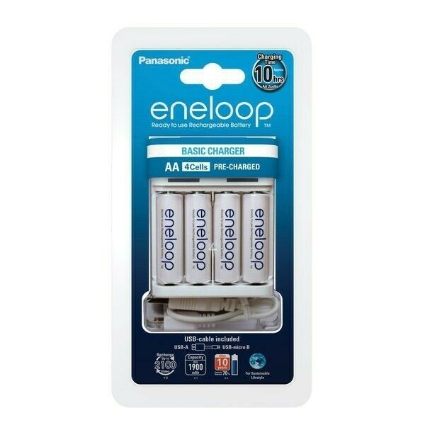 Panasonic Basic Charger USB + AA 1900MAH 4 Pcs BQ-CC61 New Pack