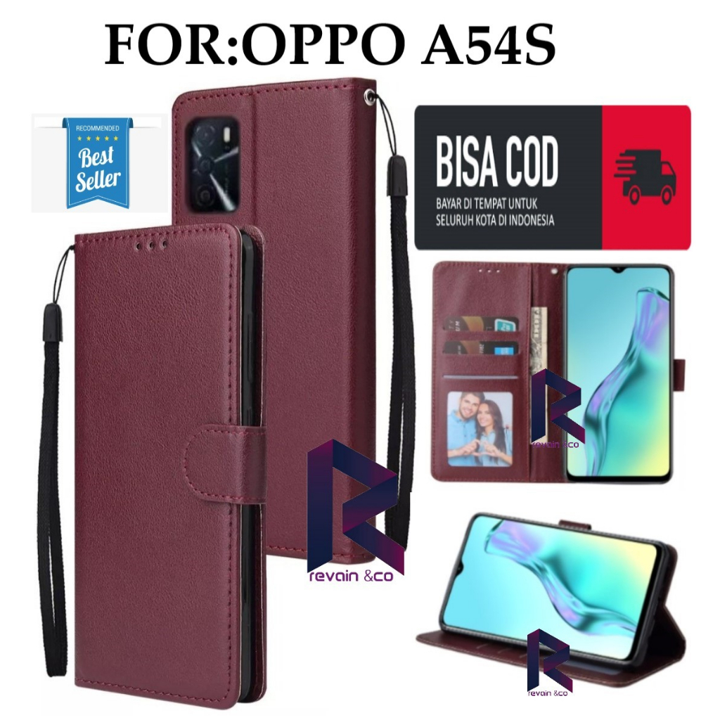 CASE OPPO A54S DOMPET FLIP WALLET LEATHER KULIT PREMIUM SARUNG BUKA TUTUP FLIP CASE OPPO A54