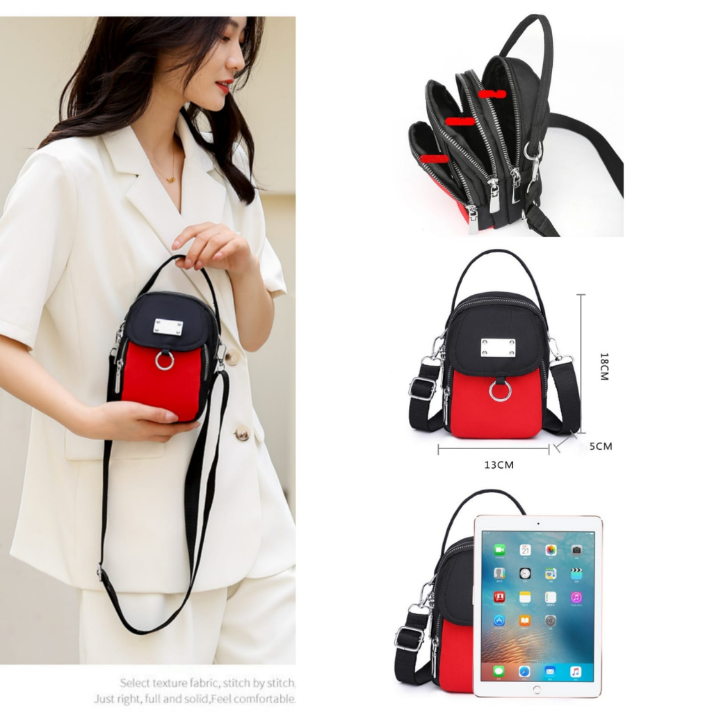 TAS SELEMPANG WANITA KEKINIAN IMPORT SIMPLE CASUAL KANVAS PREMIUM KOREA HITAM MURAH BRANDED BATAM LUCU ELECNA TA816B5 FASHION MINI SLINGBAG SHOULDER BAG BAHU CEWEK REMAJA