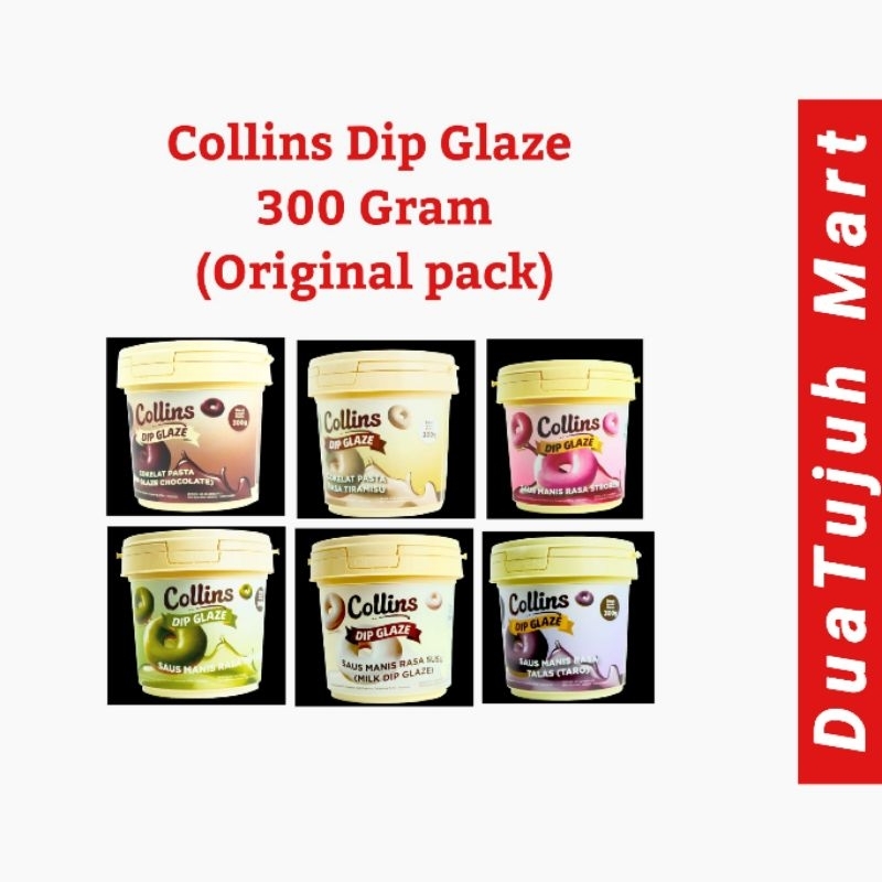 Collins Dip Glaze 300 Gram Kemasan Ember/Cokelat/Tiramizu/Strawberry/Taro/Susu?Green Tea