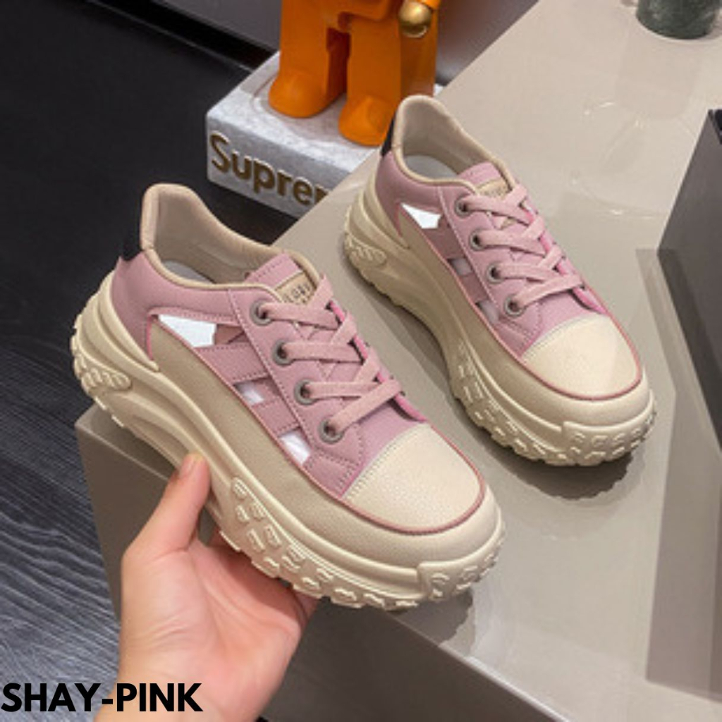 SEPATU SNEAKERS WANITA KEKINIAN MODIS CANTIK BREATABLE FASHION BAHAN PU IMPORT SHAY