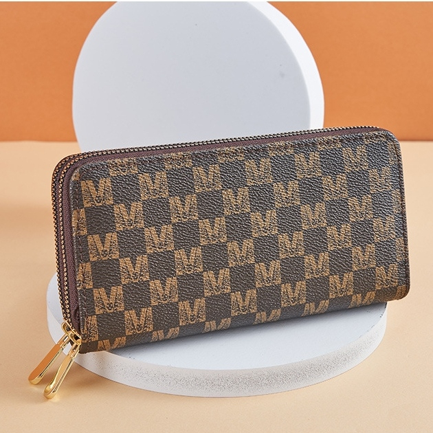 DOMPET PANJANG WANITA KEKINIAN 2 RESLETING BRANDED BATAM REMAJA MURAH UANG KOIN MUAT HP TALI PENDEK SLOT KARTU PREMIUM IMPORT KULIT COKLAT CERELIA WA701B7