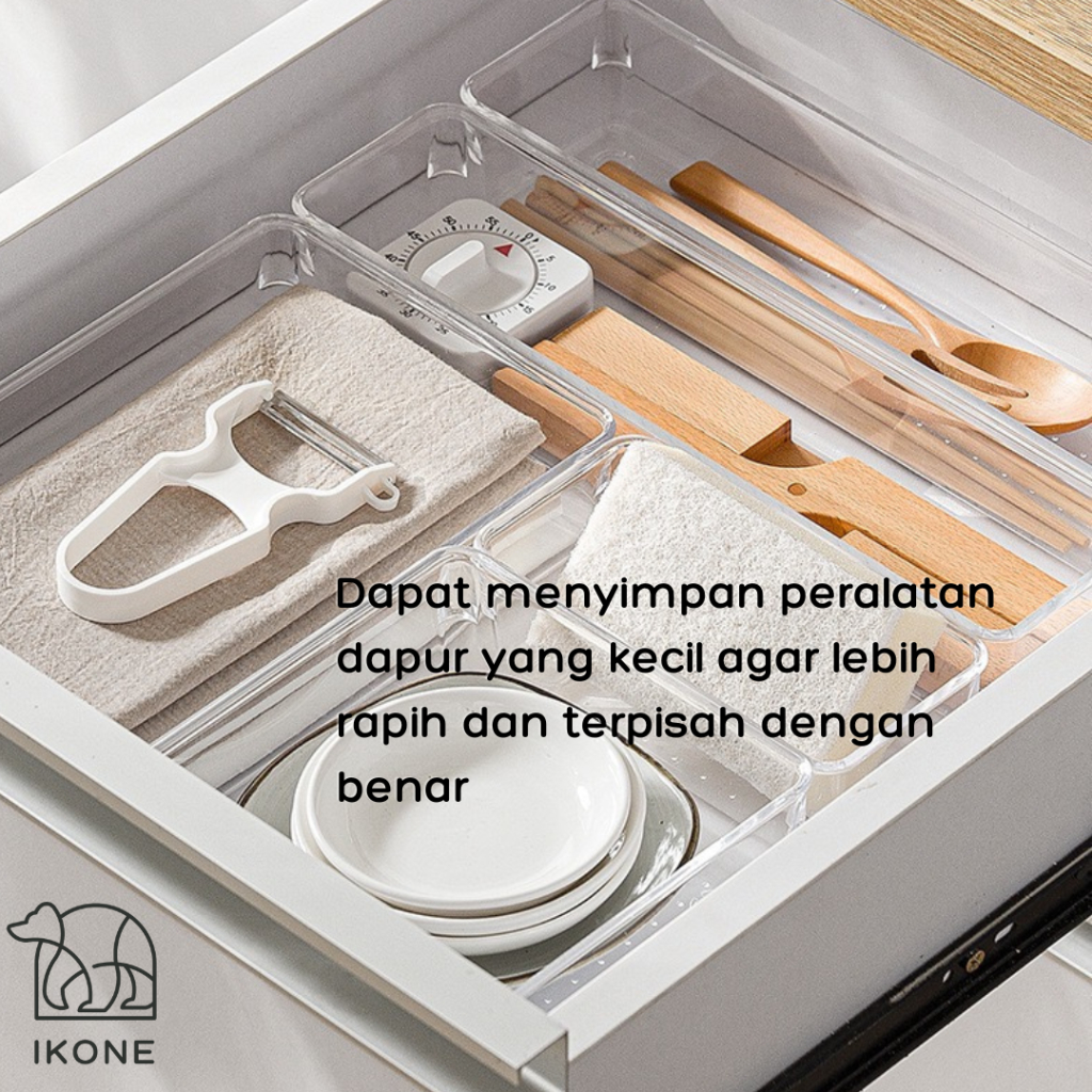 【IKONE】PISA Tempat Penyimpanan LAci Multifungsi Serbaguna Organiser Laci Bening Acrylic Sumpit Sendok Organiser Kamar Laci Sekat Laci Kotak Penyimpanan Multi Fungsi Serbaguna Perapi Laci Sendok Pisau Organiser Box Make up Organiser Skincare Organiser