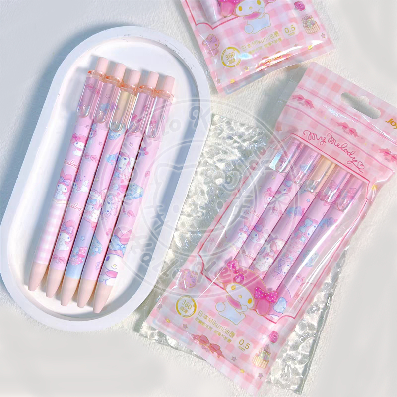

set gel pen isi 5 pcs melody pink original sanrio