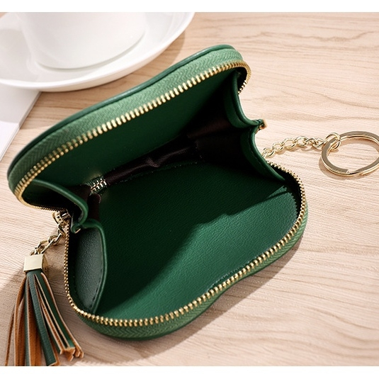 DOMPET KOIN WANITA LUCU GANTUNGAN TEMPAT UANG RECEH COIN PURSE CEWEK MURAH KOREA SIMPLE BRANDED IMPORT MINI KECIL SERBAGUNA REMAJA KULIT HIJAU CHALINA WA703G3