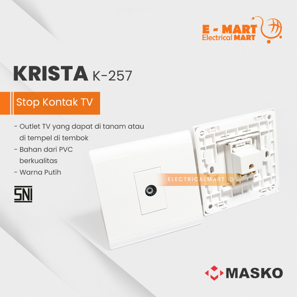 MASKO KRISTA STOP KONTAK TV PUTIH K-257