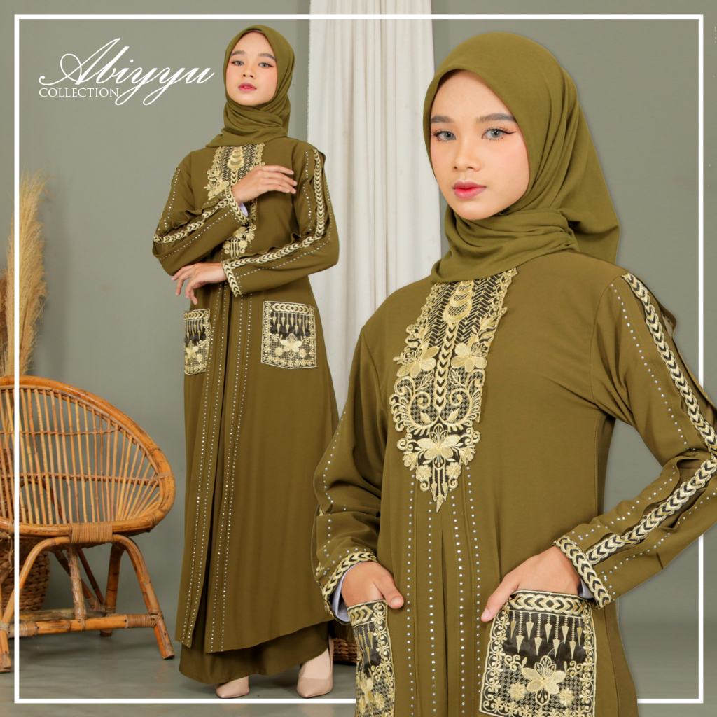 Gamis Abaya Turki Terbaru 2023 Turkey Mewah Elegan Turkiy Hitam dan Warna | Abiyyuco TA9023