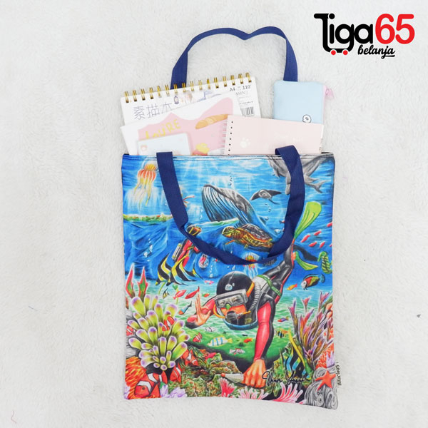 365 TOTEBAG LUKISAN HL #40774 / TOTEBAG KEKINIAN / TAS SELEMPANG SEKOLAH KULIAH