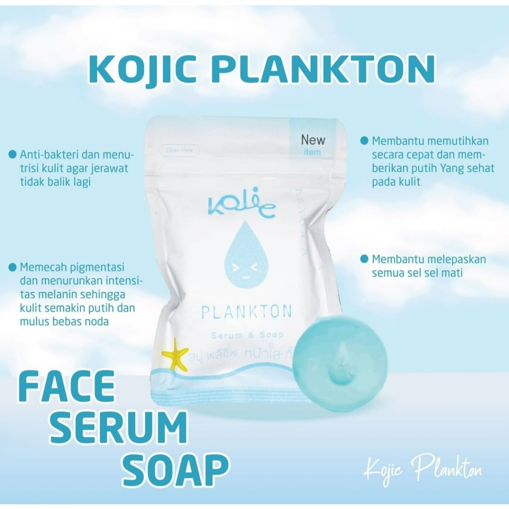 (KEMASAN BARU) Kojic Plankton Sabun Cuci Muka Wajah Glowing Pemutih Wajah Berjerawat Kojic Plankton Bright &amp; Glow Face Soap