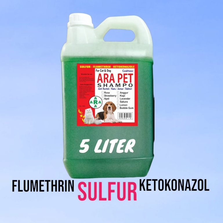 SHAMPO KUCING ANJING 5 LITER SAMPO SULFUR ANTI KUTU/JAMUR/SCABIES/BAKTERI/RONTOK