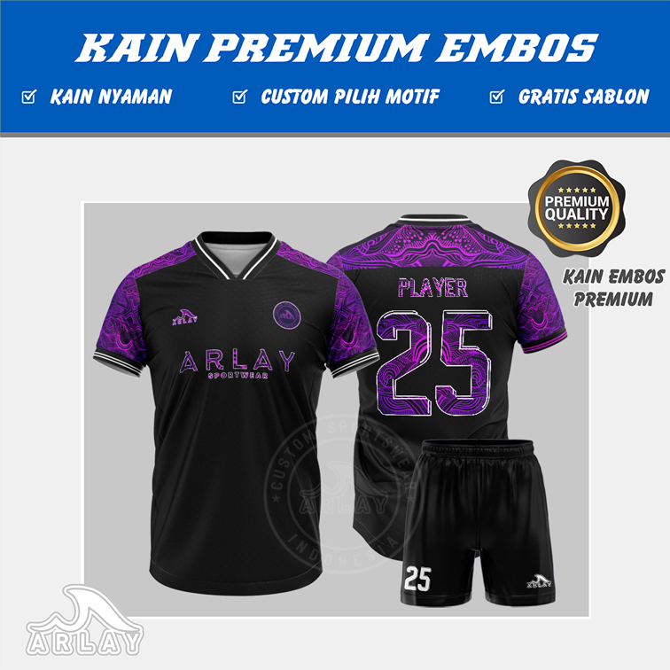 JERSEY FUTSAL ARLAY KEREN PRINTING CUSTOM - BAJU WARNA HITAM PINK MAGENTA BUNGA BATIK ANAK DEWASA GR