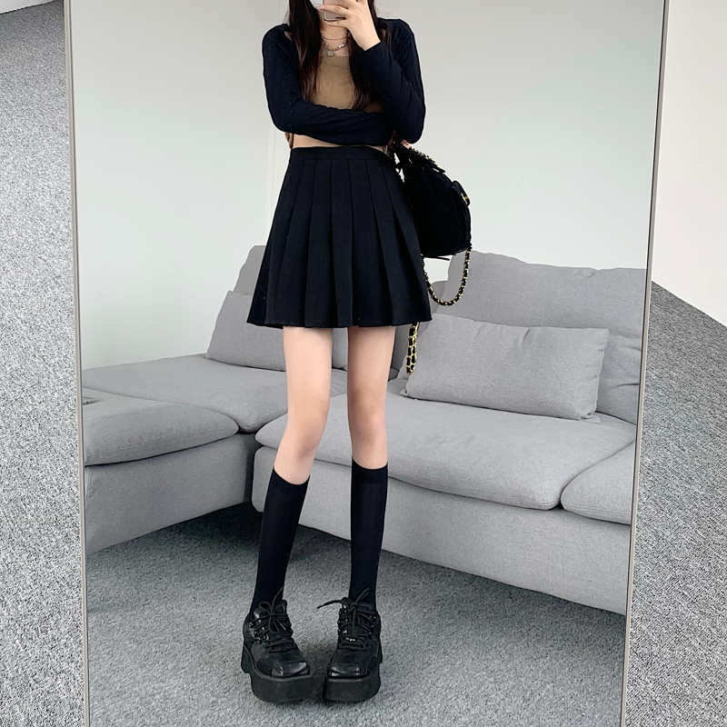 YIU YIU Rajut - Korean Style Women Mini Skirt Pleated Plain Rok Pendek Polos Model Lipat Tennis Skirt Rok Mini With Inner Pants