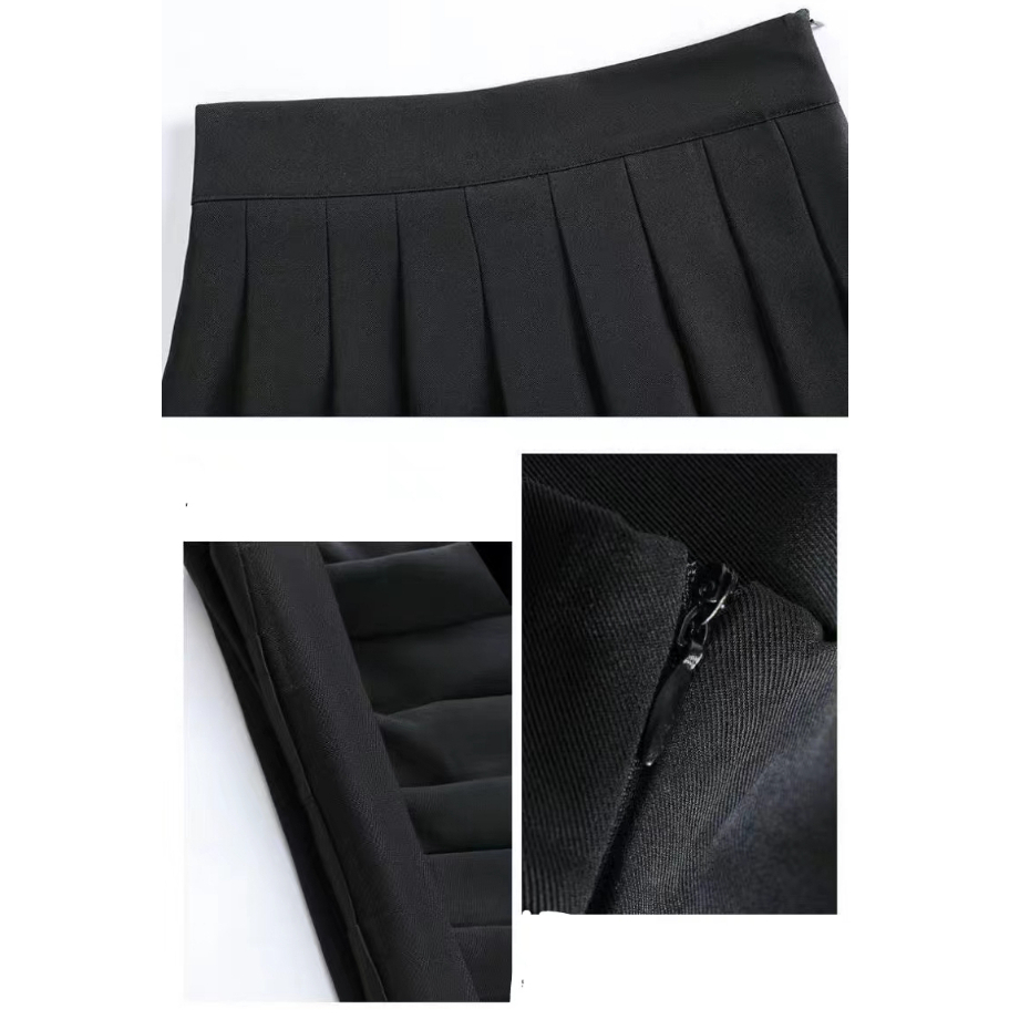 YIU YIU Rajut - Korean Style Women Mini Skirt Pleated Plain Rok Pendek Polos Model Lipat Tennis Skirt Rok Mini With Inner Pants