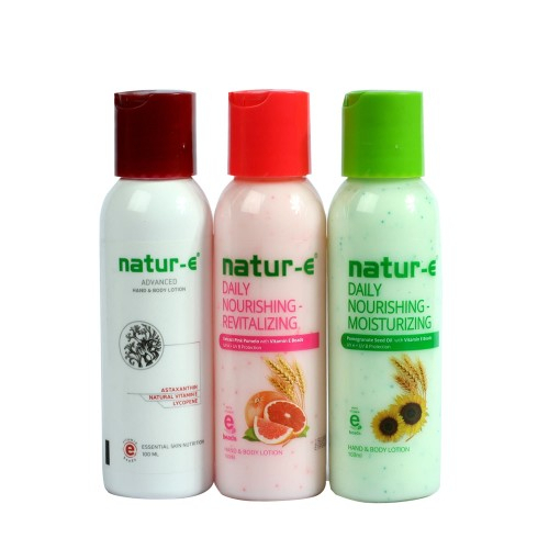 ☘️ CHAROZA ☘️ NATUR E Hand Body Lotion Revitalizing Pink | Moisturizing Hijau | Advance Maroon 100 ML | 245 ML