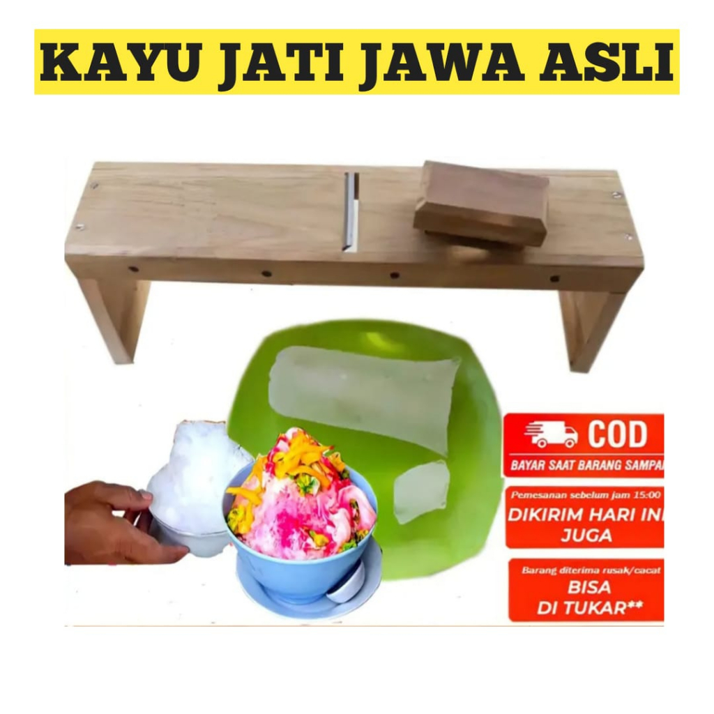 Alat Serut ES/ Serutan ES Batu (SATU SET) KAYU JATI Serutan Es Batu Alat Serut Es Batu Manual Kayu J