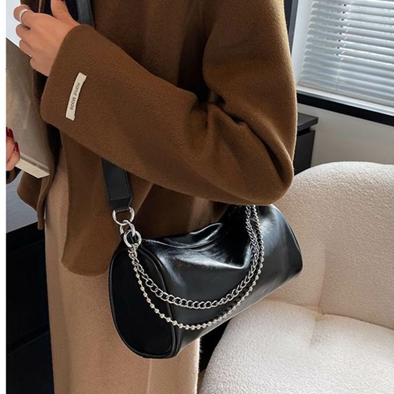 Tas selempang wanita rantai silinder tas selempang wanita tas bahu tunggal tas kecil